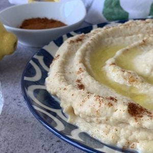 Hummus from the side.