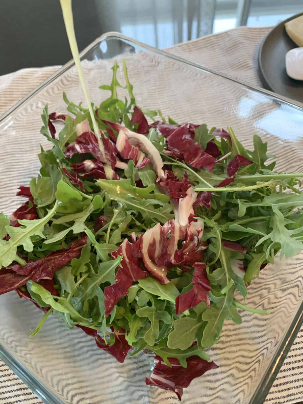 Arugula-and-Radicchio-salad with dressing.