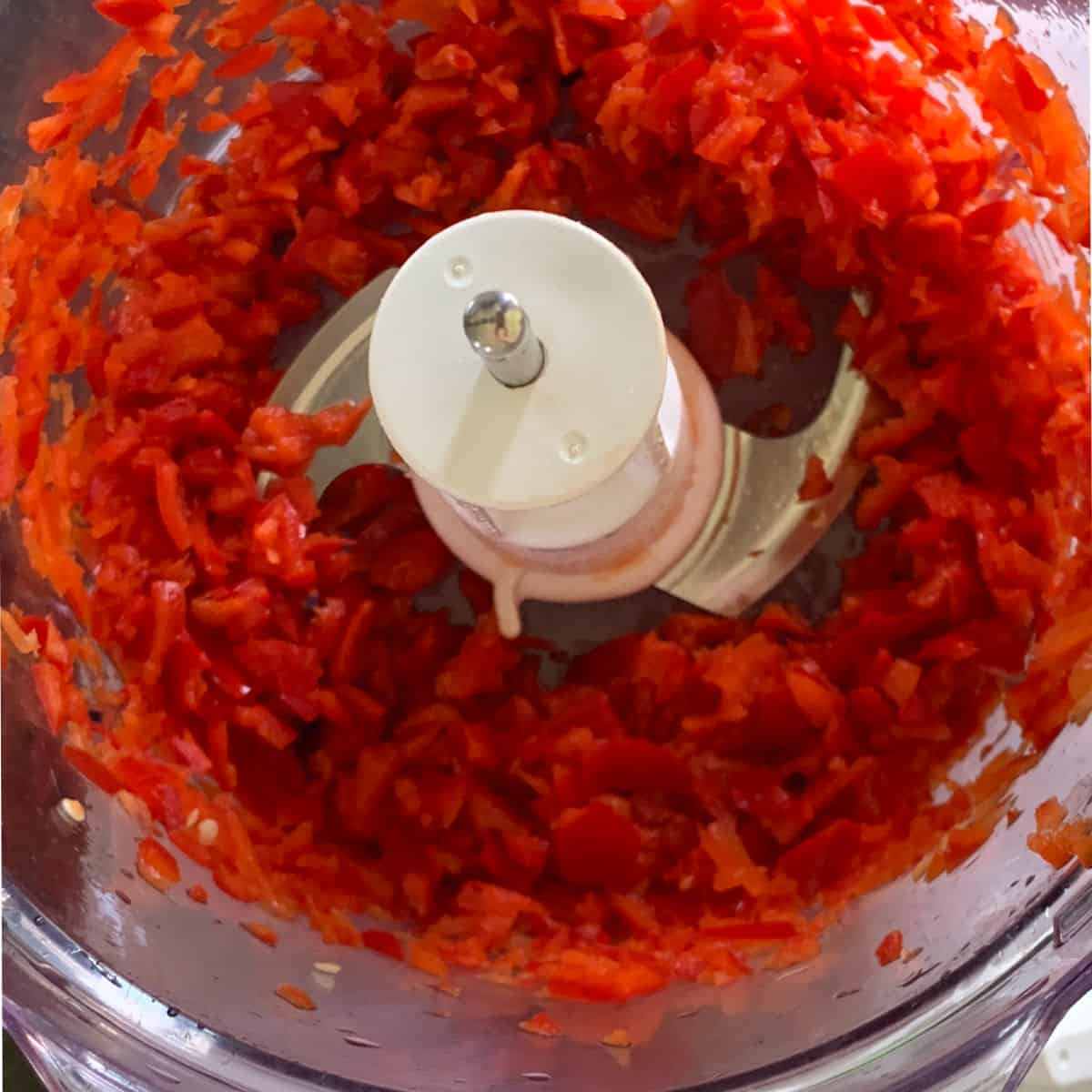 Processed fresno chili peppers. 