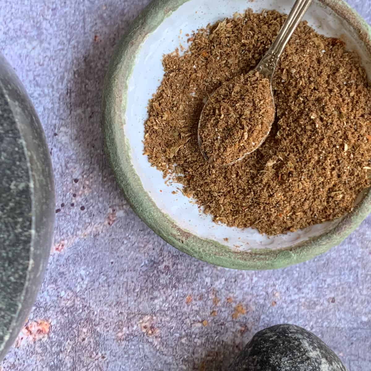 Toasted spices ready to grind.