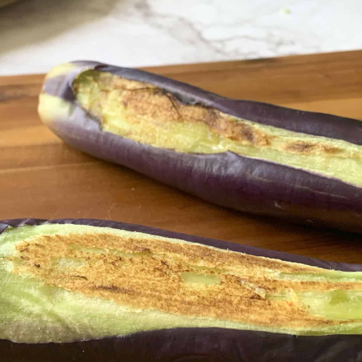 Two eggplants pilled. 