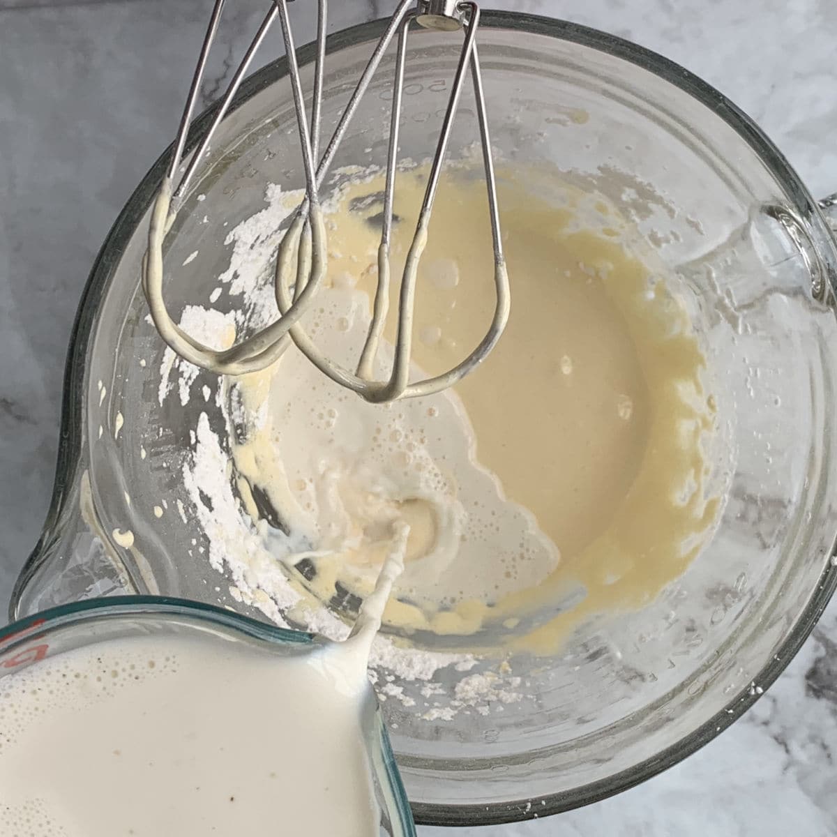 Making the crème mousseline.
