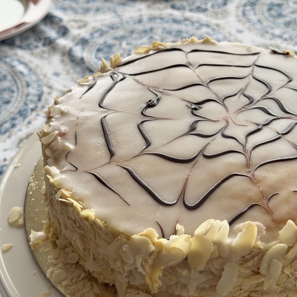 Esterházy Torte with a spider web design.