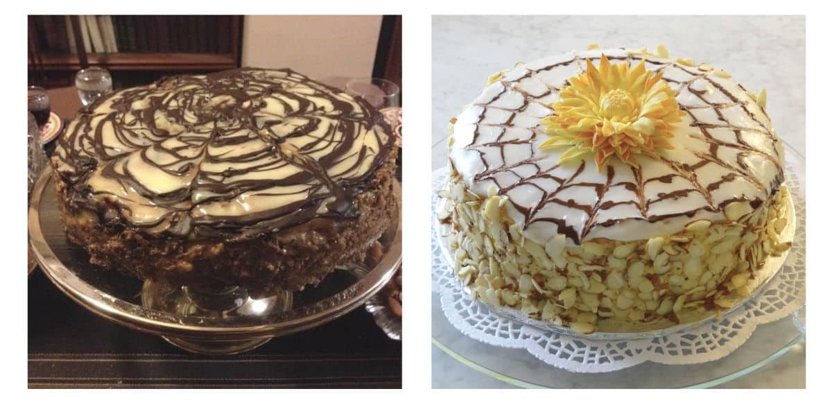 The picture of two cakes.